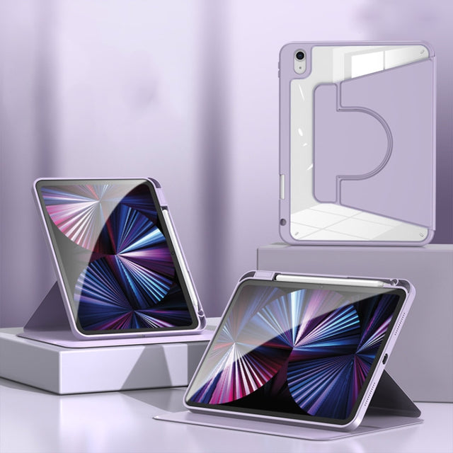For iPad Pro 13 2024 2 in 1 Acrylic Split Rotating Leather Tablet Case(Lavender)