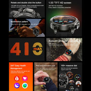 DK68 1.53 inch IP67 BT 5.0 Fitness Sport Smart Watch, Support LED Flashlight / Bluetooth Call / Sleep / Blood Oxygen / Heart Rate / Blood Pressure Health Monitor(Black)