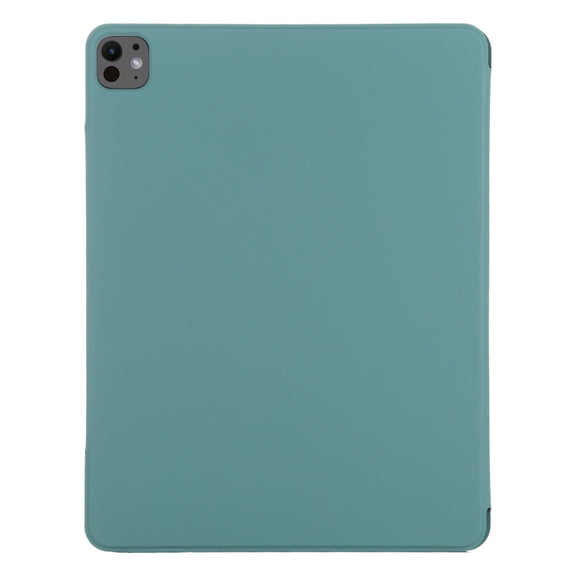 For iPad Pro 13 2024 Double-sided Clip Fixed Buckle Magnetic PU Leather Smart Tablet Case(Green)