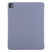 For iPad Pro 13 2024 Double-sided Clip Fixed Buckle Magnetic PU Leather Smart Tablet Case(Purple)