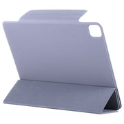 For iPad Pro 13 2024 Double-sided Clip Fixed Buckle Magnetic PU Leather Smart Tablet Case(Purple)