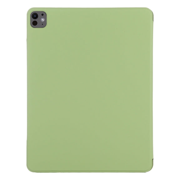 For iPad Pro 13 2024 Double-sided Clip Fixed Buckle Magnetic PU Leather Smart Tablet Case(Grass Green)