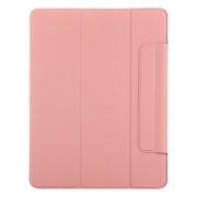 For iPad Air 11 2024 Double-sided Clip Fixed Buckle Magnetic PU Leather Smart Tablet Case(Pink)