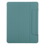 For iPad Pro 11 2024 Double-sided Clip Fixed Buckle Magnetic PU Leather Smart Tablet Case(Green)