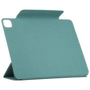 For iPad Pro 11 2024 Double-sided Clip Fixed Buckle Magnetic PU Leather Smart Tablet Case(Green)