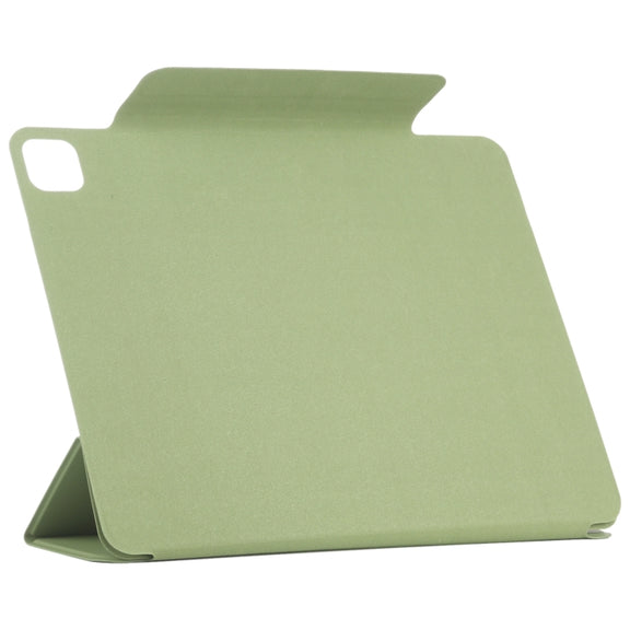 For iPad Pro 11 2024 Double-sided Clip Fixed Buckle Magnetic PU Leather Smart Tablet Case(Grass Green)