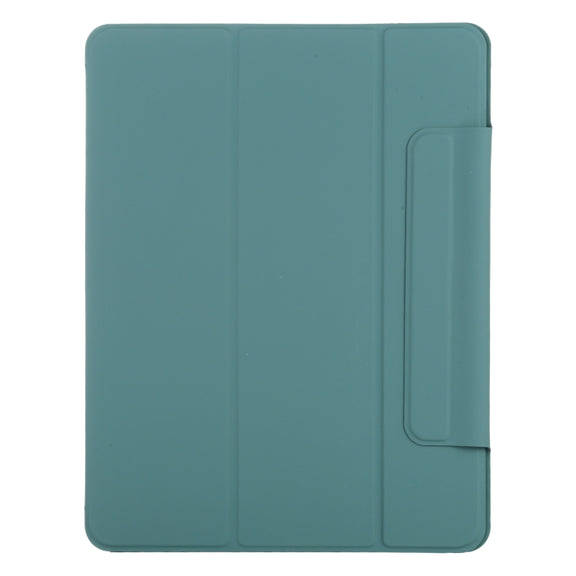 For iPad Air 13 2024 Double-sided Clip Fixed Buckle Magnetic PU Leather Smart Tablet Case(Green)