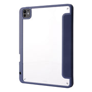 For iPad Pro 13 2024 Deformation Transparent Acrylic Leather Tablet Case(Dark Blue)