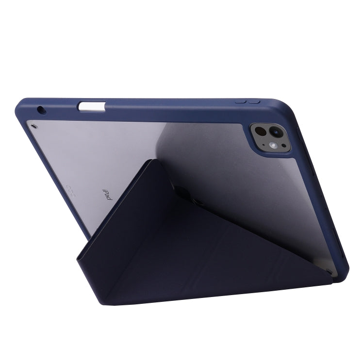 For iPad Pro 13 2024 Deformation Transparent Acrylic Leather Tablet Case(Dark Blue) - iPad Pro 13 2024 Cases by PMC TechLife | Online Shopping South Africa | PMC TechLife | Buy Now Pay Later Mobicred