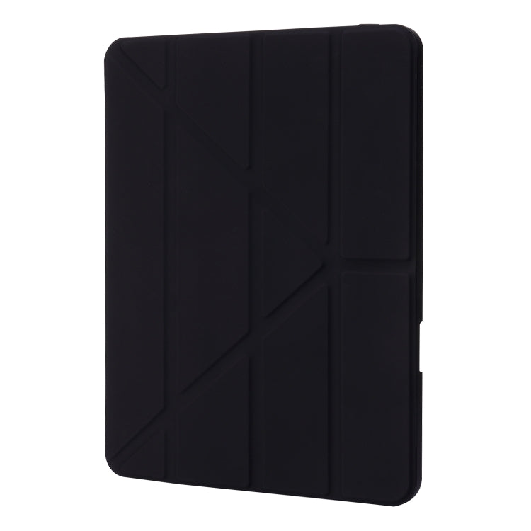 For iPad Pro 13 2024 Deformation Transparent Acrylic Leather Tablet Case(Black)