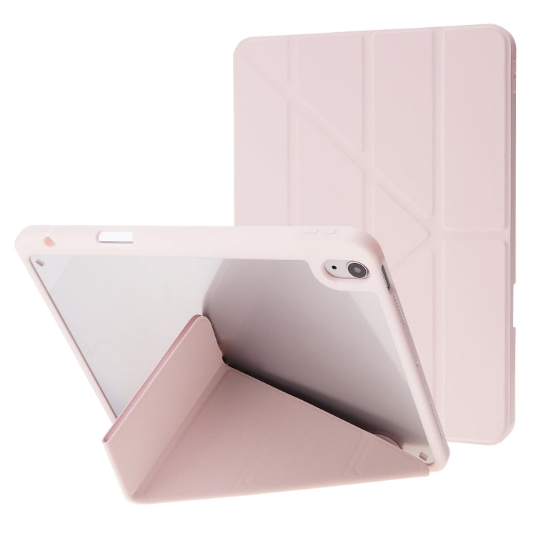 For iPad Air 11 2025 / 2024 Deformation Transparent Acrylic Leather Tablet Case(Pink) - iPad Air 11 2025 / 2024 Cases by PMC TechLife | Online Shopping South Africa | PMC TechLife | Buy Now Pay Later Mobicred