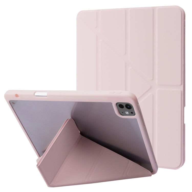 For iPad Pro 11 2024 Deformation Transparent Acrylic Leather Tablet Case(Pink) - iPad Pro 11 2024 Cases by PMC TechLife | Online Shopping South Africa | PMC TechLife | Buy Now Pay Later Mobicred