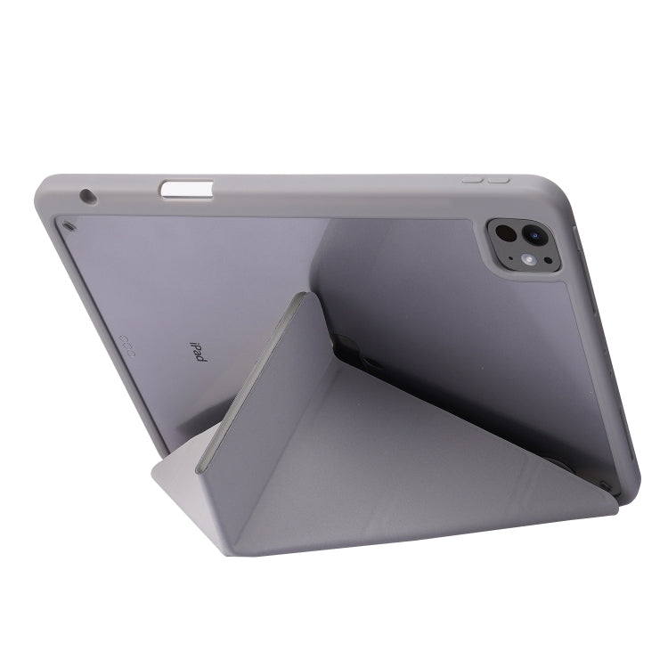 For iPad Pro 11 2024 Deformation Transparent Acrylic Leather Tablet Case(Grey) - iPad Pro 11 2024 Cases by PMC TechLife | Online Shopping South Africa | PMC TechLife | Buy Now Pay Later Mobicred