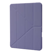 For iPad Pro 11 2024 Deformation Transparent Acrylic Leather Tablet Case(Lavender Grey)