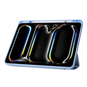 For iPad Pro 13 2024 Deformation Transparent Acrylic Leather Tablet Case(Light Blue)