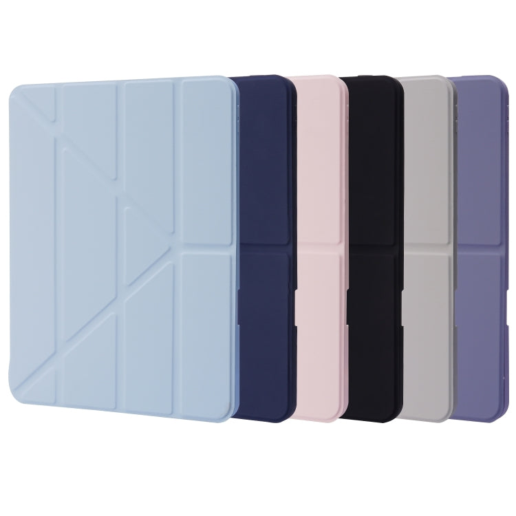 For iPad Pro 11 2024 Deformation Transparent Acrylic Leather Tablet Case(Dark Blue)