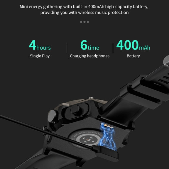 LC18 1.53 inch IP67 BT5.0 Sport Smart Watch with Earbuds, Support Bluetooth Call / Sleep / Blood Oxygen / Heart Rate / Blood Pressure Health Monitor(Black)