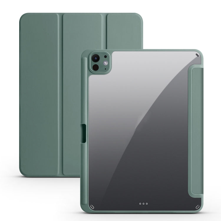 For iPad Pro 11 2024 Acrylic 3-folding Smart Leather Tablet Case(Dark Green) - iPad Pro 11 2024 Cases by PMC TechLife | Online Shopping South Africa | PMC TechLife | Buy Now Pay Later Mobicred