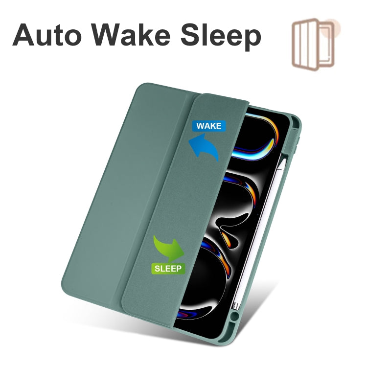 For iPad Pro 11 2024 Acrylic 3-folding Smart Leather Tablet Case(Dark Green) - iPad Pro 11 2024 Cases by PMC TechLife | Online Shopping South Africa | PMC TechLife | Buy Now Pay Later Mobicred