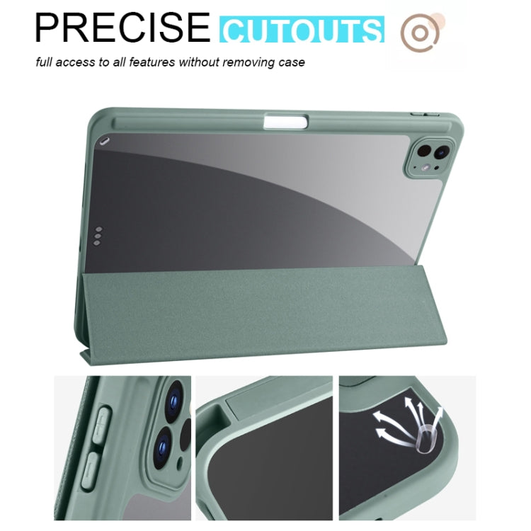 For iPad Pro 11 2024 Acrylic 3-folding Smart Leather Tablet Case(Dark Green) - iPad Pro 11 2024 Cases by PMC TechLife | Online Shopping South Africa | PMC TechLife | Buy Now Pay Later Mobicred