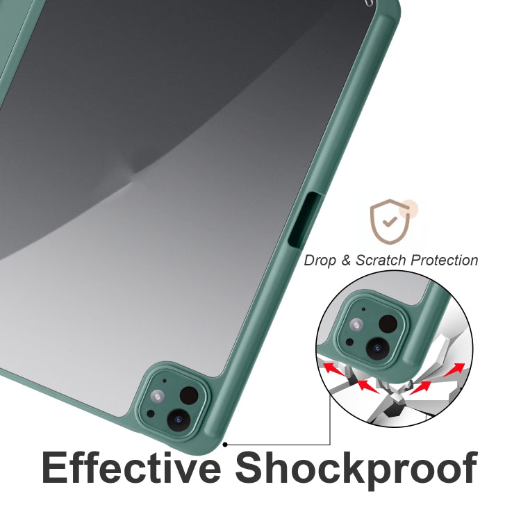 For iPad Pro 11 2024 Acrylic 3-folding Smart Leather Tablet Case(Dark Green) - iPad Pro 11 2024 Cases by PMC TechLife | Online Shopping South Africa | PMC TechLife | Buy Now Pay Later Mobicred