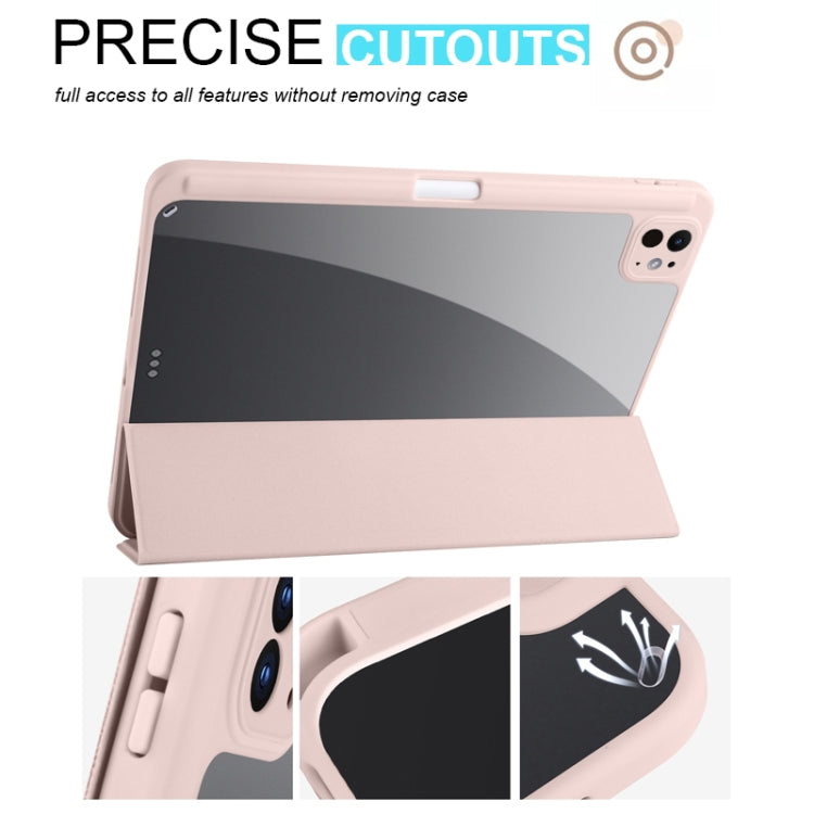 For iPad Pro 11 2024 Acrylic 3-folding Smart Leather Tablet Case(Pink) - iPad Pro 11 2024 Cases by PMC TechLife | Online Shopping South Africa | PMC TechLife | Buy Now Pay Later Mobicred