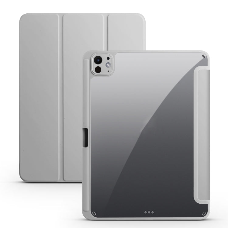 For iPad Pro 11 2024 Acrylic 3-folding Smart Leather Tablet Case(Gray) - iPad Pro 11 2024 Cases by PMC TechLife | Online Shopping South Africa | PMC TechLife | Buy Now Pay Later Mobicred