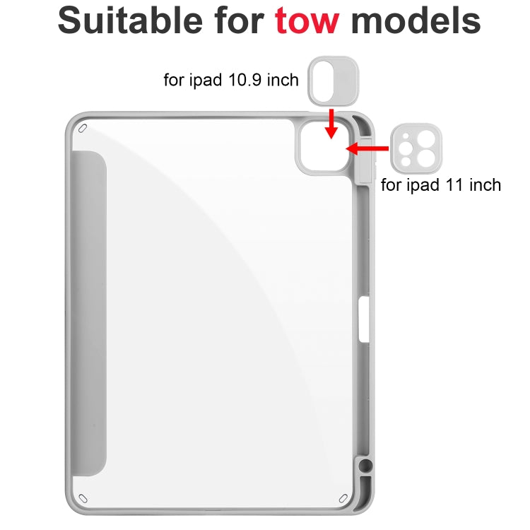For iPad Pro 11 2024 Acrylic 3-folding Smart Leather Tablet Case(Gray)