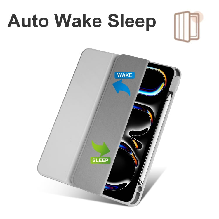 For iPad Pro 11 2024 Acrylic 3-folding Smart Leather Tablet Case(Gray) - iPad Pro 11 2024 Cases by PMC TechLife | Online Shopping South Africa | PMC TechLife | Buy Now Pay Later Mobicred