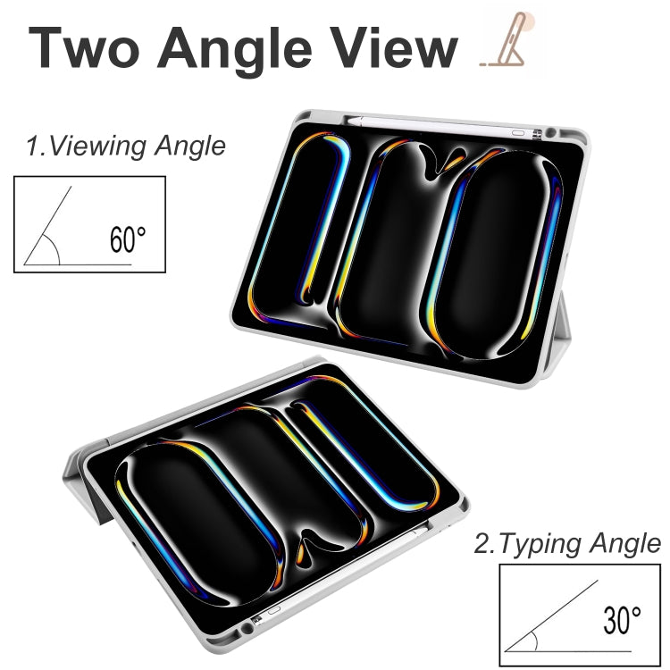 For iPad Pro 11 2024 Acrylic 3-folding Smart Leather Tablet Case(Gray) - iPad Pro 11 2024 Cases by PMC TechLife | Online Shopping South Africa | PMC TechLife | Buy Now Pay Later Mobicred