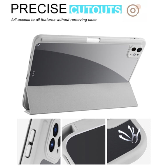 For iPad Pro 11 2024 Acrylic 3-folding Smart Leather Tablet Case(Gray)