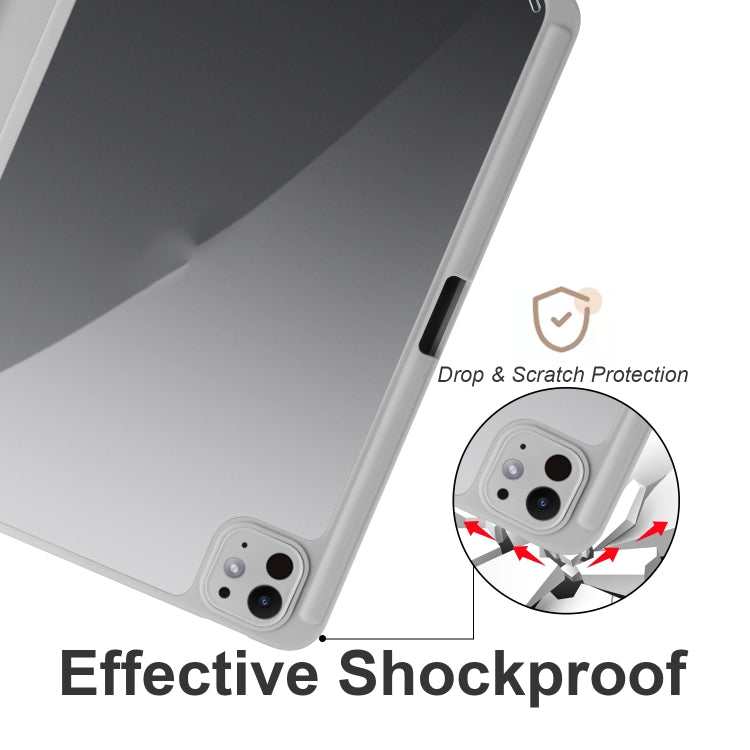For iPad Pro 11 2024 Acrylic 3-folding Smart Leather Tablet Case(Gray)
