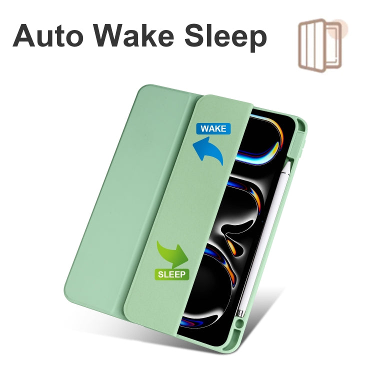 For iPad Pro 11 2024 Acrylic 3-folding Smart Leather Tablet Case(Green) - iPad Pro 11 2024 Cases by PMC TechLife | Online Shopping South Africa | PMC TechLife | Buy Now Pay Later Mobicred