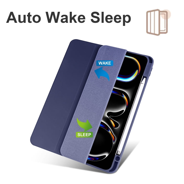 For iPad Pro 11 2024 Acrylic 3-folding Smart Leather Tablet Case(Dark Blue) - iPad Pro 11 2024 Cases by PMC TechLife | Online Shopping South Africa | PMC TechLife | Buy Now Pay Later Mobicred