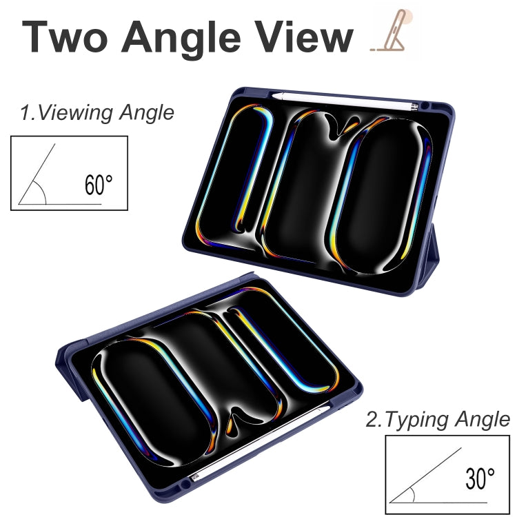 For iPad Pro 11 2024 Acrylic 3-folding Smart Leather Tablet Case(Dark Blue) - iPad Pro 11 2024 Cases by PMC TechLife | Online Shopping South Africa | PMC TechLife | Buy Now Pay Later Mobicred