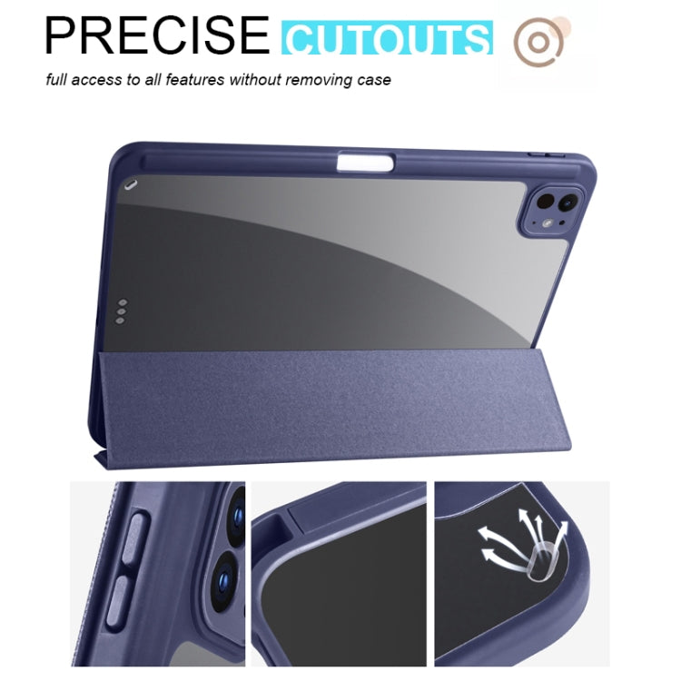 For iPad Pro 11 2024 Acrylic 3-folding Smart Leather Tablet Case(Dark Blue) - iPad Pro 11 2024 Cases by PMC TechLife | Online Shopping South Africa | PMC TechLife | Buy Now Pay Later Mobicred