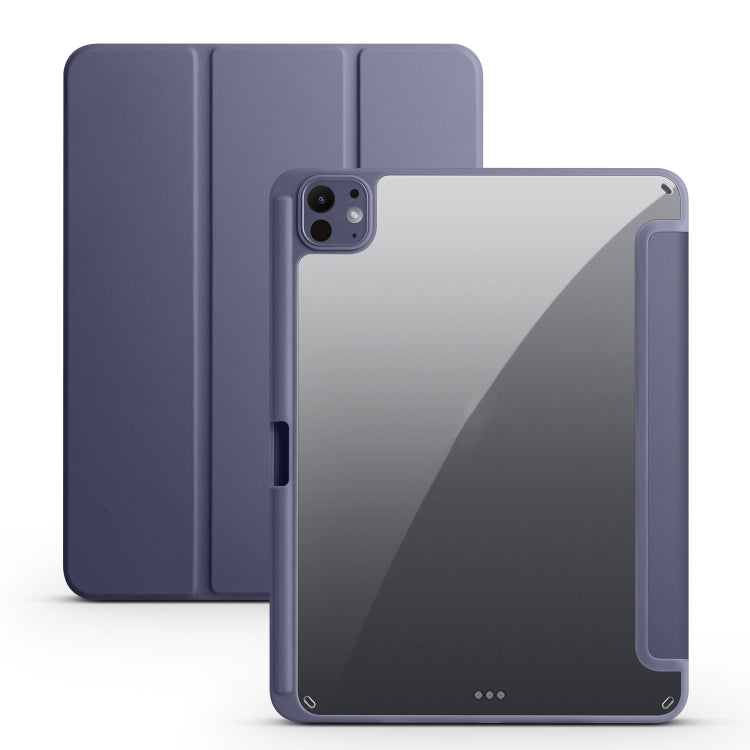 For iPad Pro 11 2024 Acrylic 3-folding Smart Leather Tablet Case(Purple) - iPad Pro 11 2024 Cases by PMC TechLife | Online Shopping South Africa | PMC TechLife | Buy Now Pay Later Mobicred