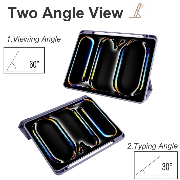 For iPad Pro 11 2024 Acrylic 3-folding Smart Leather Tablet Case(Purple) - iPad Pro 11 2024 Cases by PMC TechLife | Online Shopping South Africa | PMC TechLife | Buy Now Pay Later Mobicred