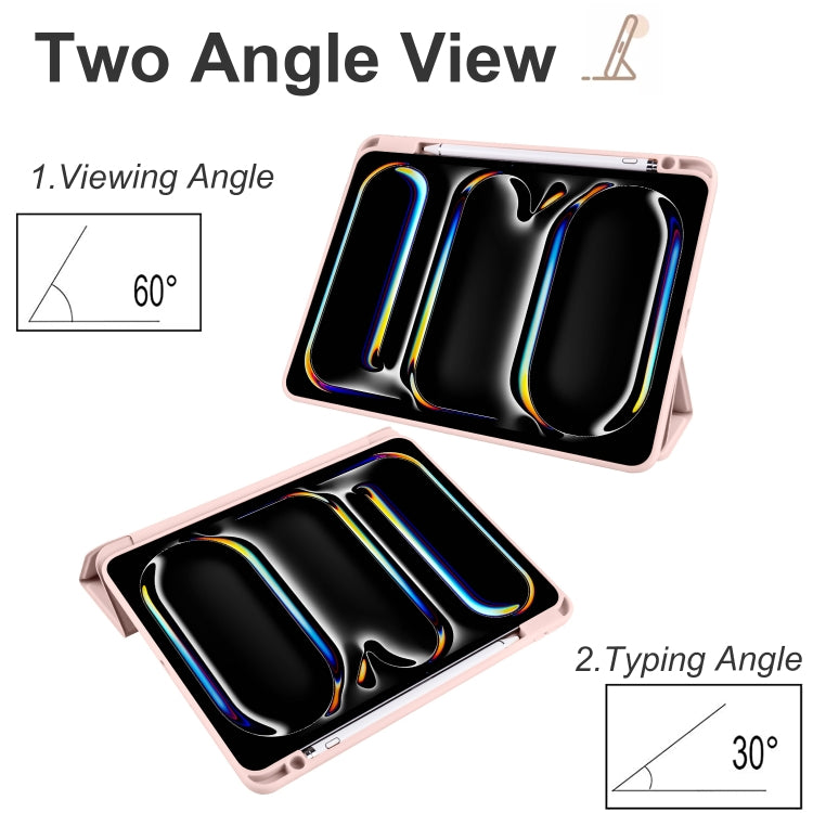 For iPad Pro 13 2024 Acrylic 3-folding Smart Leather Tablet Case(Pink) - iPad Pro 13 2024 Cases by PMC TechLife | Online Shopping South Africa | PMC TechLife | Buy Now Pay Later Mobicred