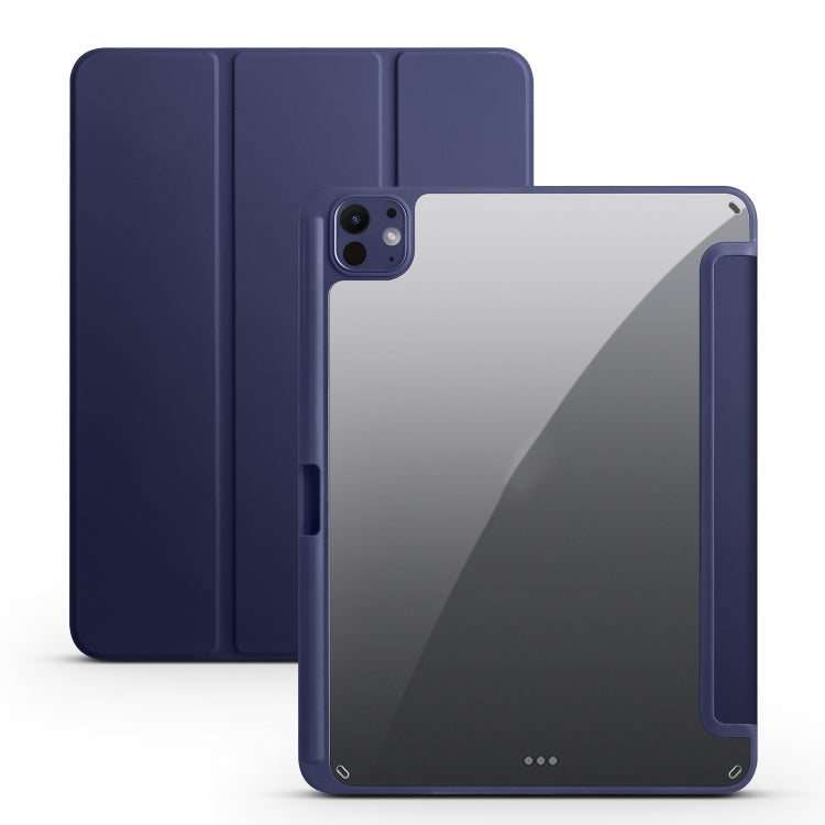 For iPad Pro 13 2024 Acrylic 3-folding Smart Leather Tablet Case(Dark Blue) - iPad Pro 13 2024 Cases by PMC TechLife | Online Shopping South Africa | PMC TechLife | Buy Now Pay Later Mobicred