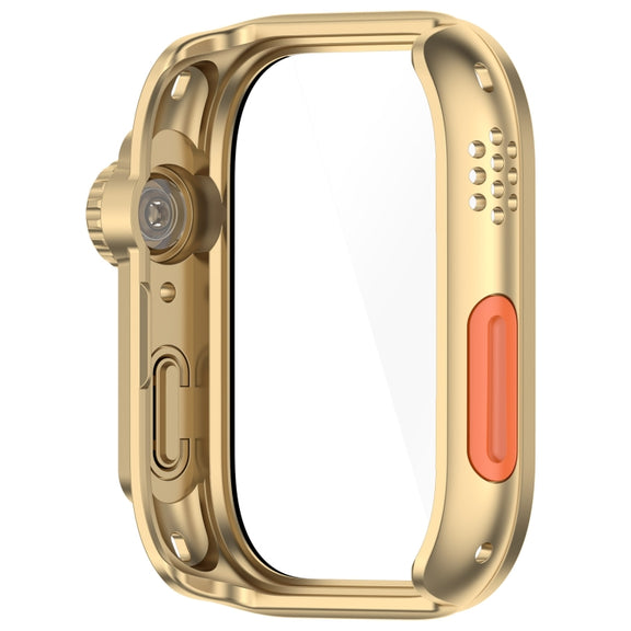 For Huawei Watch Fit3 PC + Tempered Glass Film Full Coverage Watch Protective Case(Champagne Gold)