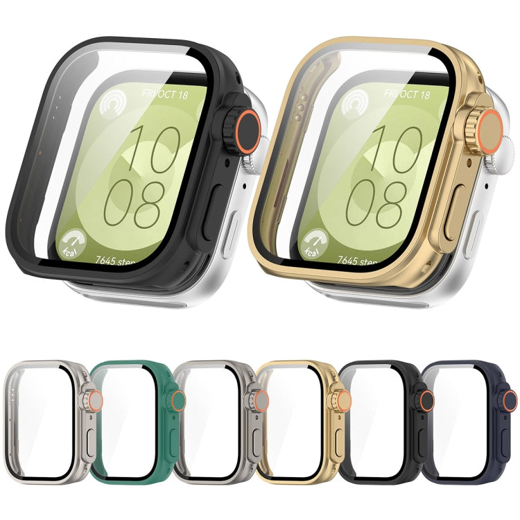 For Huawei Watch Fit3 PC + Tempered Glass Film Full Coverage Watch Protective Case(Black)