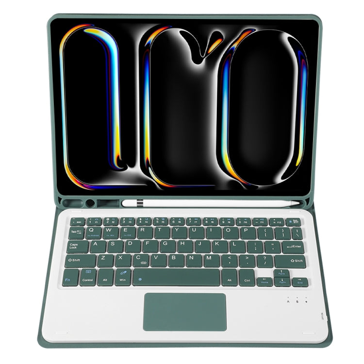 For iPad Pro 11 2024 A13B-A Lambskin Texture Bluetooth Touch Square Keyboard Leather Tablet Case with Pen Slot(Dark Green) - For iPad Pro by PMC Jewellery | Online Shopping South Africa | PMC Jewellery | Buy Now Pay Later Mobicred