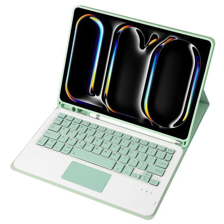For iPad Pro 11 2024 A13B-A Lambskin Texture Bluetooth Touch Square Keyboard Leather Tablet Case with Pen Slot(Light Green) - For iPad Pro by PMC Jewellery | Online Shopping South Africa | PMC Jewellery | Buy Now Pay Later Mobicred