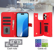 For iPhone 16 Pro Max Crossbody Multifunction Rhombic Leather Phone Case(Red)