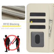For iPhone 16 Pro Crossbody Multifunction Rhombic Leather Phone Case(White)