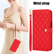 For iPhone 16 Plus Crossbody Multifunction Rhombic Leather Phone Case(Red)