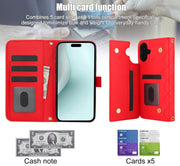 For iPhone 16 Plus Crossbody Multifunction Rhombic Leather Phone Case(Red)