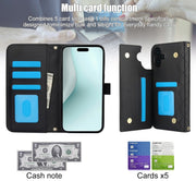 For iPhone 16 Crossbody Multifunction Rhombic Leather Phone Case(Black)