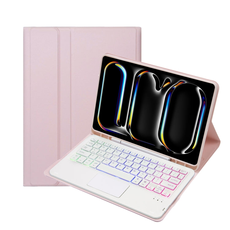 For iPad Pro 11 2024 A13B-AS Lambskin Texture Backlight Bluetooth Touch Keyboard Leather Tablet Case with Pen Slot(Pink) - free shipping - PMC TechLife - Order now!